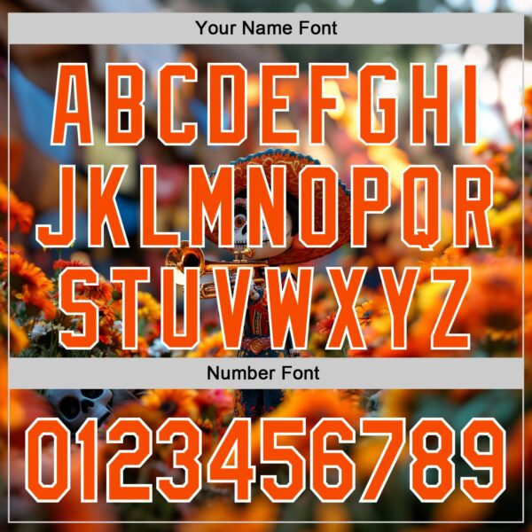 Custom Black Orange-White Sugar Skull Day of the Dead Mexican Folk Art Authentic Baseball Jersey