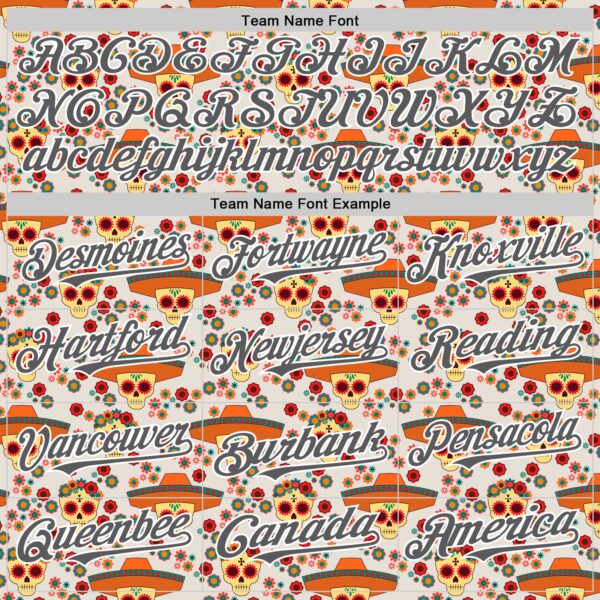 Custom Cream Steel Gray-White Sugar Skull Day of the Dead Mexican Folk Art Authentic Baseball Jersey