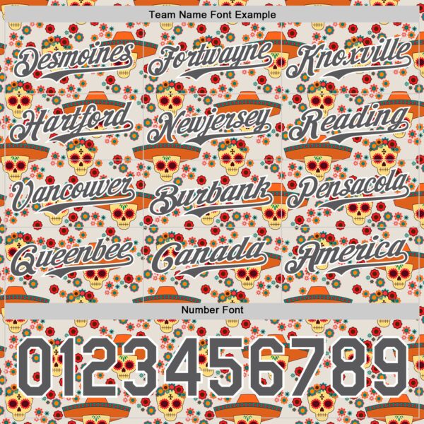 Custom Cream Steel Gray-White Sugar Skull Day of the Dead Mexican Folk Art Authentic Baseball Jersey