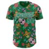 Custom Kelly Green White Sugar Skull Day of the Dead Mexican Folk Art Authentic Baseball Jersey