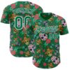 Custom Kelly Green White Sugar Skull Day of the Dead Mexican Folk Art Authentic Baseball Jersey