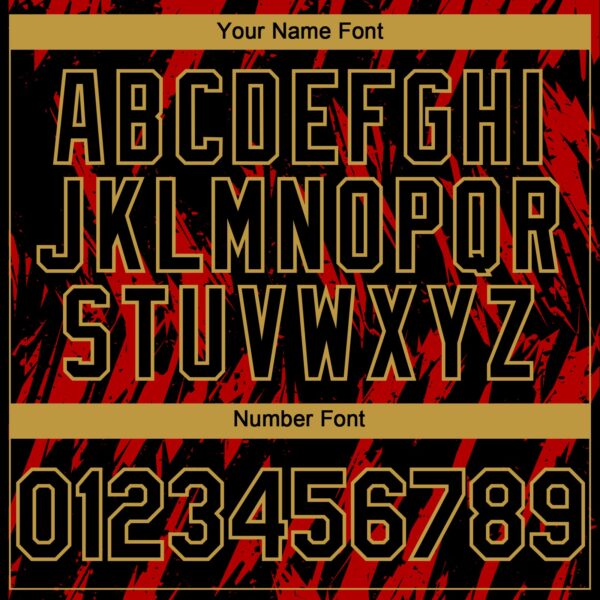 Custom Black Old Gold-Red Splatter Torn Sharp Brush Stroke Authentic Baseball Jersey