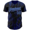 Custom Black Royal-Light Blue Splatter Torn Sharp Brush Stroke Authentic Baseball Jersey