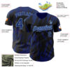 Custom Black Royal-Light Blue Splatter Torn Sharp Brush Stroke Authentic Baseball Jersey