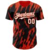 Custom Black White-Orange Splatter Torn Sharp Brush Stroke Authentic Baseball Jersey