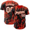 Custom Black White-Orange Splatter Torn Sharp Brush Stroke Authentic Baseball Jersey