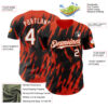 Custom Black White-Orange Splatter Torn Sharp Brush Stroke Authentic Baseball Jersey