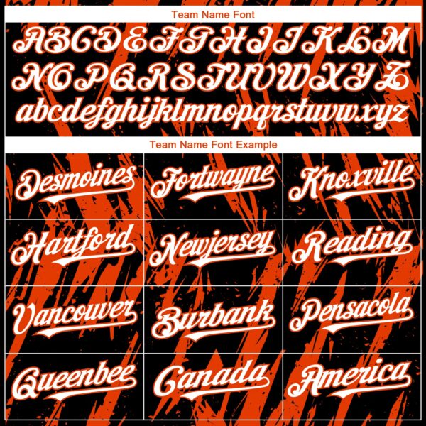 Custom Black White-Orange Splatter Torn Sharp Brush Stroke Authentic Baseball Jersey