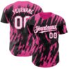 Custom Black White-Pink Splatter Torn Sharp Brush Stroke Authentic Baseball Jersey