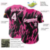 Custom Black White-Pink Splatter Torn Sharp Brush Stroke Authentic Baseball Jersey