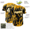 Custom Black White-Gold Splatter Torn Sharp Brush Stroke Authentic Baseball Jersey
