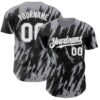 Custom Black White-Gray Splatter Torn Sharp Brush Stroke Authentic Baseball Jersey