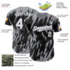 Custom Black White-Gray Splatter Torn Sharp Brush Stroke Authentic Baseball Jersey