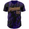 Custom Black Purple-Yellow Splatter Torn Sharp Brush Stroke Authentic Baseball Jersey