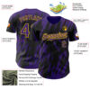 Custom Black Purple-Yellow Splatter Torn Sharp Brush Stroke Authentic Baseball Jersey