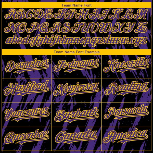 Custom Black Purple-Yellow Splatter Torn Sharp Brush Stroke Authentic Baseball Jersey