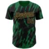 Custom Black Old Gold-Kelly Green Splatter Torn Sharp Brush Stroke Authentic Baseball Jersey