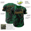 Custom Black Old Gold-Kelly Green Splatter Torn Sharp Brush Stroke Authentic Baseball Jersey