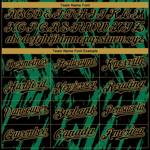Custom Black Old Gold-Kelly Green Splatter Torn Sharp Brush Stroke Authentic Baseball Jersey