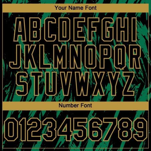 Custom Black Old Gold-Kelly Green Splatter Torn Sharp Brush Stroke Authentic Baseball Jersey