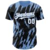 Custom Black White-Light Blue Splatter Torn Sharp Brush Stroke Authentic Baseball Jersey