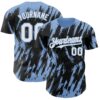 Custom Black White-Light Blue Splatter Torn Sharp Brush Stroke Authentic Baseball Jersey