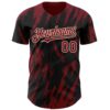 Custom Black Crimson-Cream Splatter Torn Sharp Brush Stroke Authentic Baseball Jersey