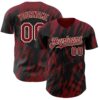 Custom Black Crimson-Cream Splatter Torn Sharp Brush Stroke Authentic Baseball Jersey