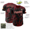 Custom Black Crimson-Cream Splatter Torn Sharp Brush Stroke Authentic Baseball Jersey