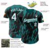 Custom Black White-Teal Splatter Torn Sharp Brush Stroke Authentic Baseball Jersey