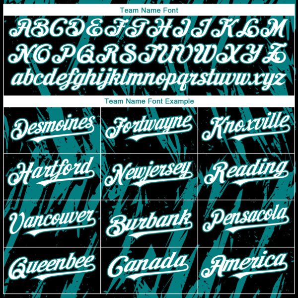 Custom Black White-Teal Splatter Torn Sharp Brush Stroke Authentic Baseball Jersey