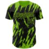 Custom Black Neon Green Splatter Torn Sharp Brush Stroke Authentic Baseball Jersey