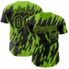 Custom Black Neon Green Splatter Torn Sharp Brush Stroke Authentic Baseball Jersey