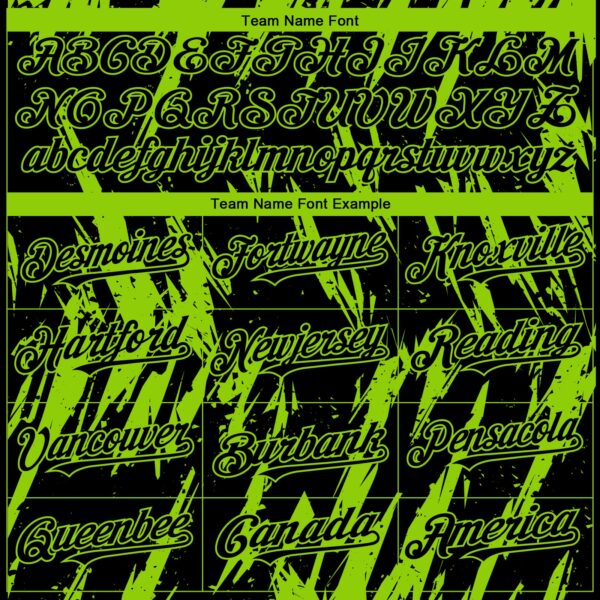 Custom Black Neon Green Splatter Torn Sharp Brush Stroke Authentic Baseball Jersey