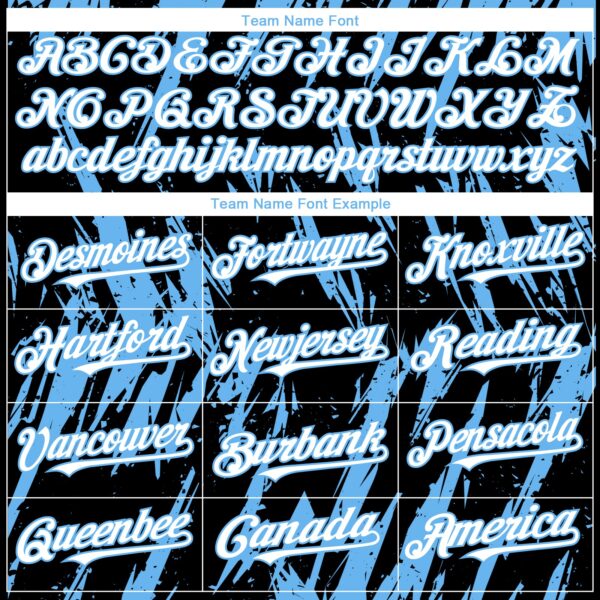 Custom Black White-Sky Blue Splatter Torn Sharp Brush Stroke Authentic Baseball Jersey