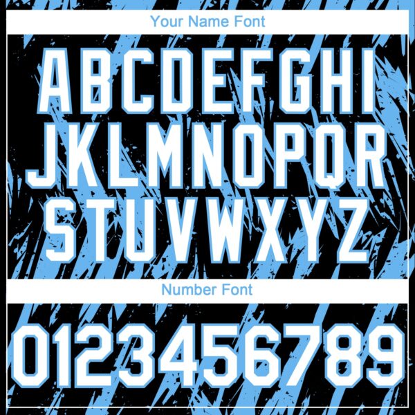 Custom Black White-Sky Blue Splatter Torn Sharp Brush Stroke Authentic Baseball Jersey