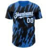 Custom Black White-Powder Blue Splatter Torn Sharp Brush Stroke Authentic Baseball Jersey
