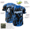 Custom Black White-Powder Blue Splatter Torn Sharp Brush Stroke Authentic Baseball Jersey