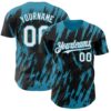 Custom Black White-Panther Blue Splatter Torn Sharp Brush Stroke Authentic Baseball Jersey
