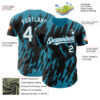 Custom Black White-Panther Blue Splatter Torn Sharp Brush Stroke Authentic Baseball Jersey