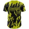 Custom Black Neon Yellow Splatter Torn Sharp Brush Stroke Authentic Baseball Jersey