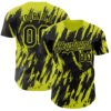 Custom Black Neon Yellow Splatter Torn Sharp Brush Stroke Authentic Baseball Jersey