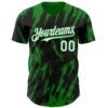 Custom Black White-Grass Green Splatter Torn Sharp Brush Stroke Authentic Baseball Jersey