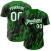 Custom Black White-Grass Green Splatter Torn Sharp Brush Stroke Authentic Baseball Jersey