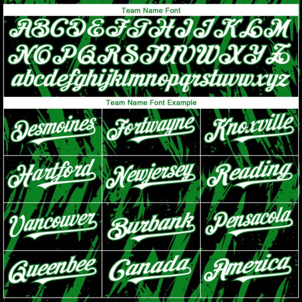 Custom Black White-Grass Green Splatter Torn Sharp Brush Stroke Authentic Baseball Jersey