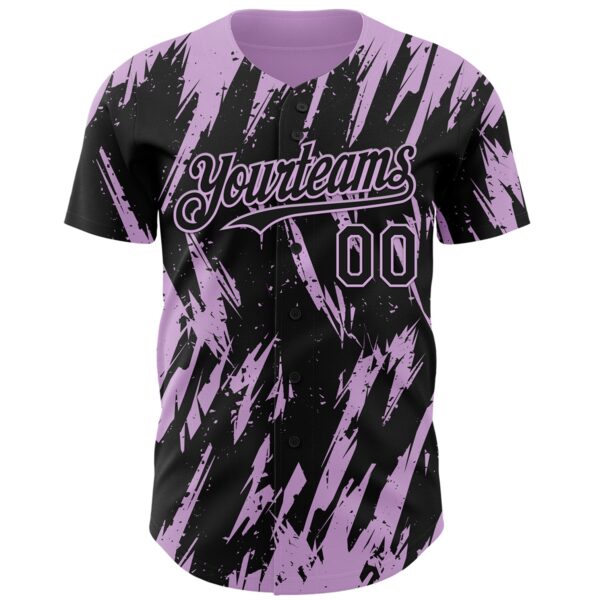 Custom Black Light Purple Splatter Torn Sharp Brush Stroke Authentic Baseball Jersey