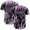 Custom Black Light Purple Splatter Torn Sharp Brush Stroke Authentic Baseball Jersey