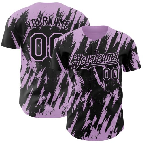 Custom Black Light Purple Splatter Torn Sharp Brush Stroke Authentic Baseball Jersey