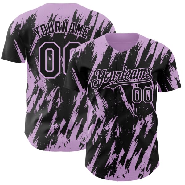 Custom Black Light Purple Splatter Torn Sharp Brush Stroke Authentic Baseball Jersey