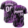 Custom Black White-Medium Purple Splatter Torn Sharp Brush Stroke Authentic Baseball Jersey